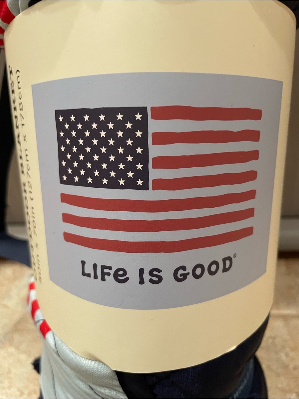 ❤️ NWT Life Is Good USA Flag Throw OUTDOOR BLANKET w CARRY HANDLE